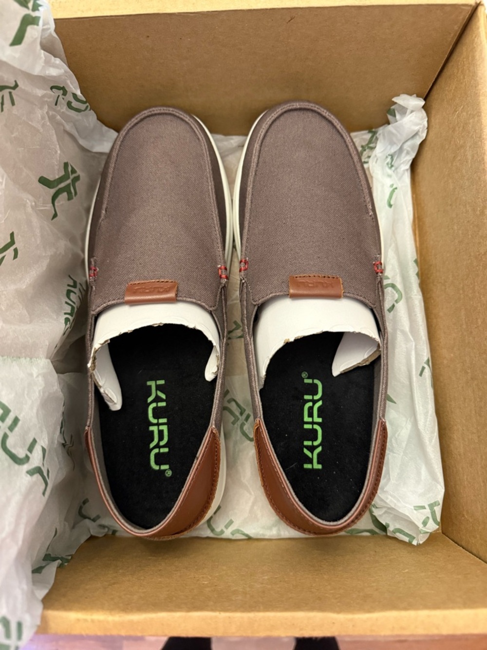 KURU Men’s Slip-On Loafers in Brown and White with Tan Accents